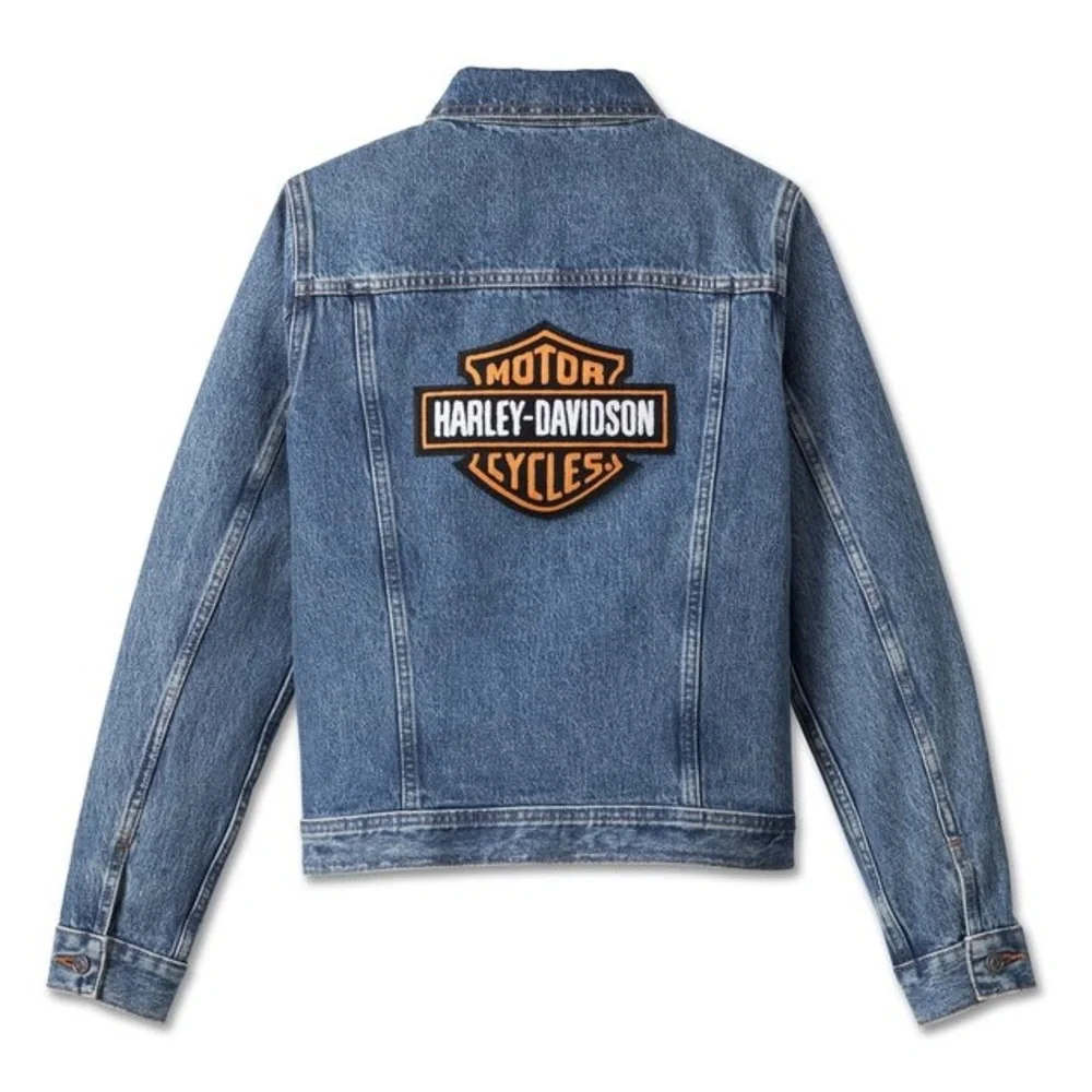 HARLEY DAVIDSON $120 Women's Essential Bar & Shield Denim Jacket - Medium Indigo - Picture 2 of 9